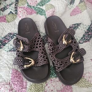 Joie Women's Brown Sandals with Gold Accents